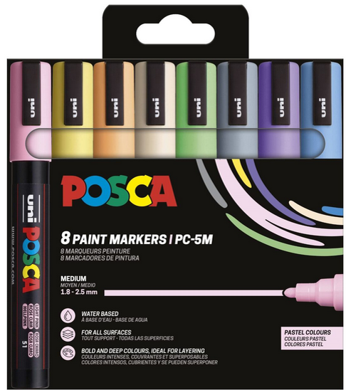 Posca - Pastel farver, sæt med 8 penne