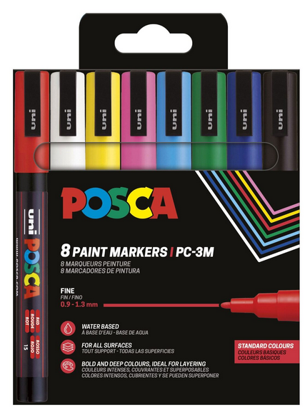 Posca - Standard farver, sæt med 8 penne