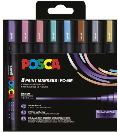 Posca - Metallic farver, sæt med 8 penne