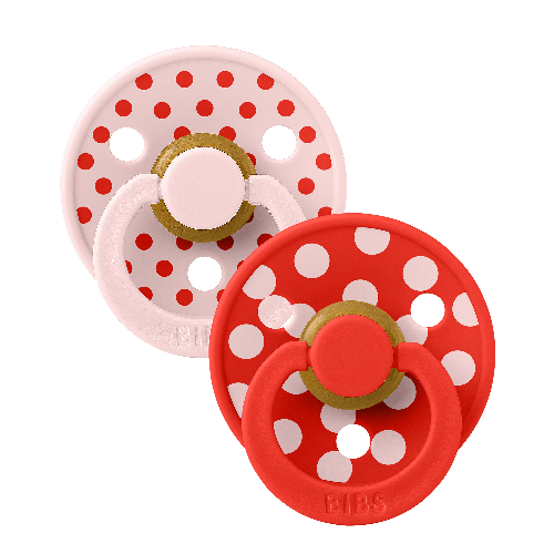 BIBS - Pacifier Studio Colour Polka Latex - Blossom/Candy Apple - Size 1