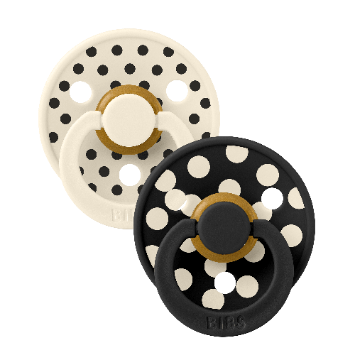 BIBS - Pacifier Studio Colour 2 PACK Polka Latex - Ivory/Black - Size 2