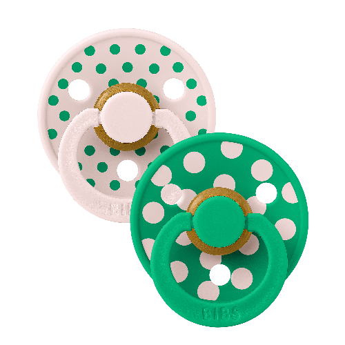 BIBS - Pacifier Studio Colour - Polka Latex - Size 2 - Petal/Cactus