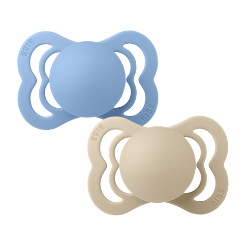 BIBS - Pacifier Supreme 2 PACK Silicone - Vanilla/Sky Blue - Size 1