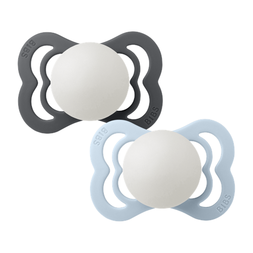 BIBS - Pacifier Supreme 2 PACK Silicone - Iron Glow/Baby Blue Glow - Size 1