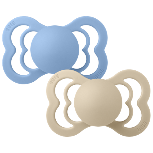 BIBS - Pacifier Supreme 2 PACK Silicone - Vanilla/Sky Blue - Size 2