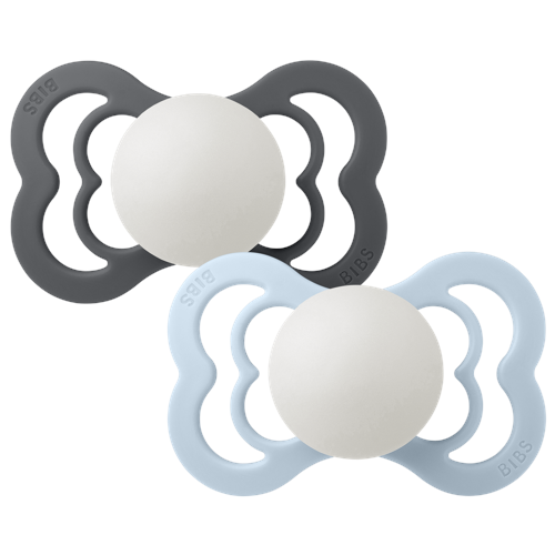 BIBS - Pacifier Supreme - Iron Glow/Baby Blue Glow - Size 2