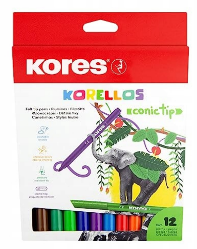 Kores – Tuschpenne med konisk spids – 12‑pak