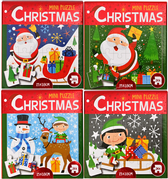XMAS - Mini Jule Puslespil Asst. (24 stk.)