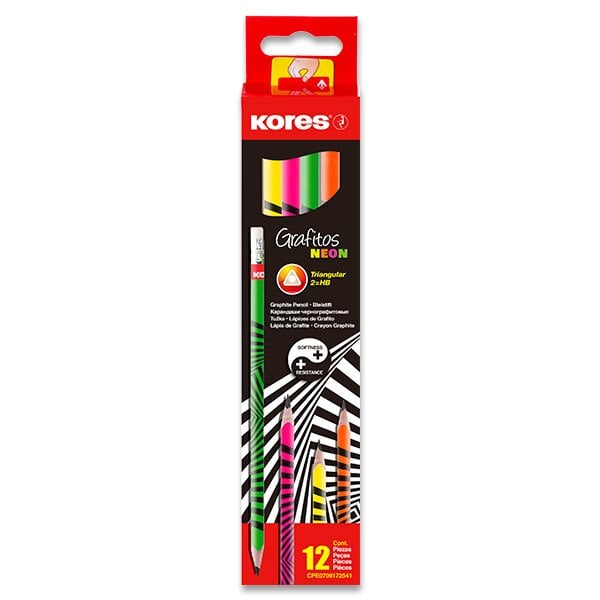 Kores - Skoleblyanter - 12 pak - Neon