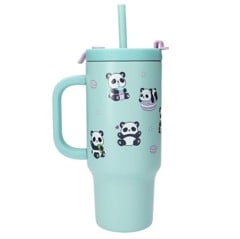 PENFection - To Go Cup With Straw - PANDA - Turquoise - 470 ml