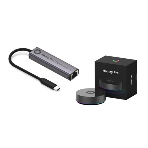 Homey Pro (2026) + Ethernet Adapter – Smart hem-hubb med lokal kontroll och kabelanslutning