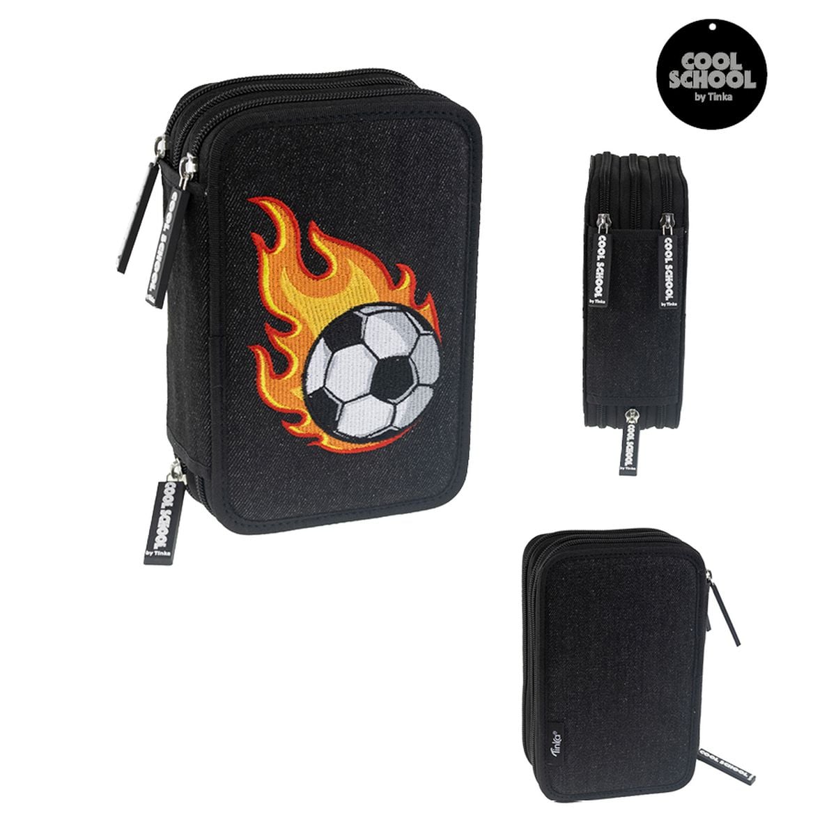 Tinka - Pencil Case Triple - Flaming Football