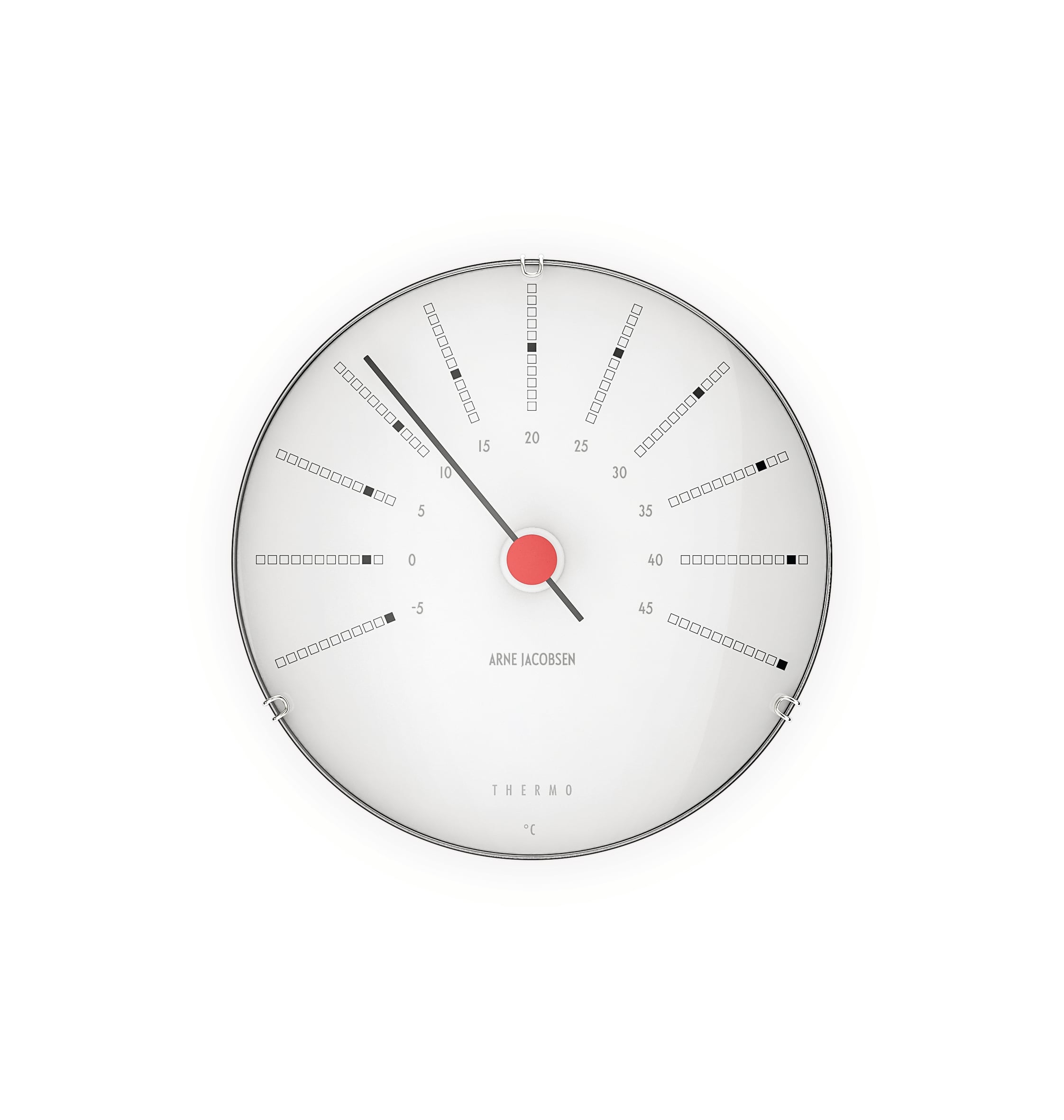Arne Jacobsen - Bankers Termometer - Hvid/Sort/Rød - Ø12 cm