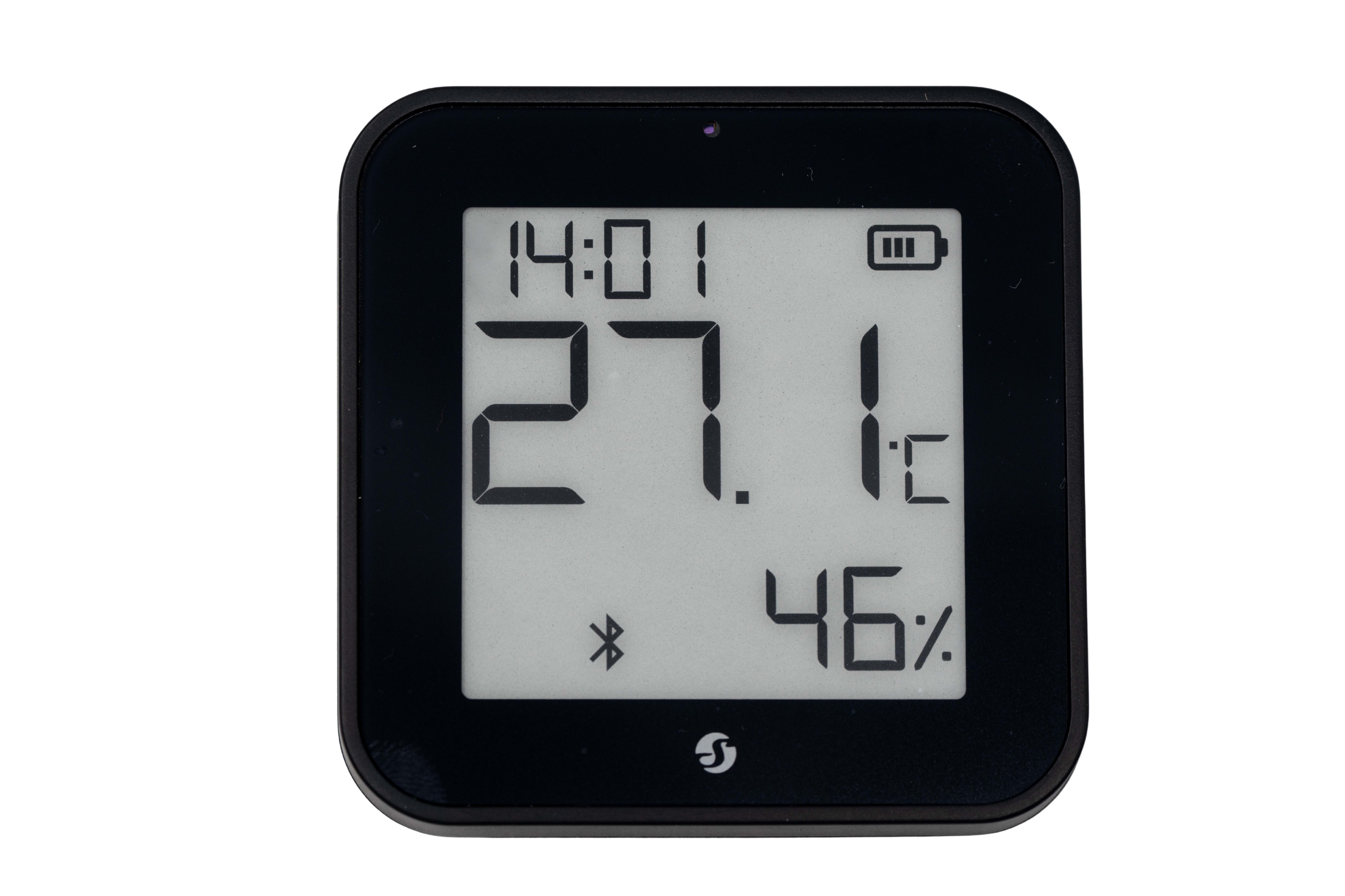 Shelly BLU H&T Display ZB – E-Paper kamersensor voor temperatuur, vochtigheid & licht – Zwart