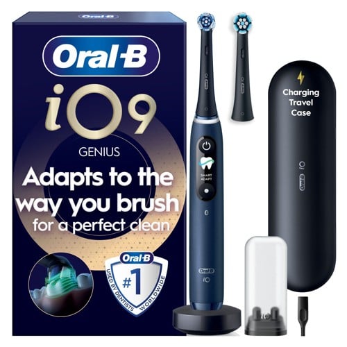 Oral B - iO9 Eltandborste - Safirblå - 2 Tandborsthuvuden, Resefodral med Laddare
