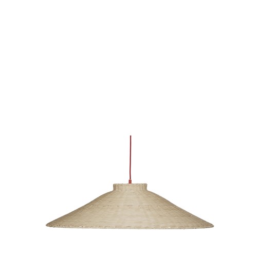 Hübsch – Chand Pendellampa Trapets – Ø80 cm – Röd & Natur