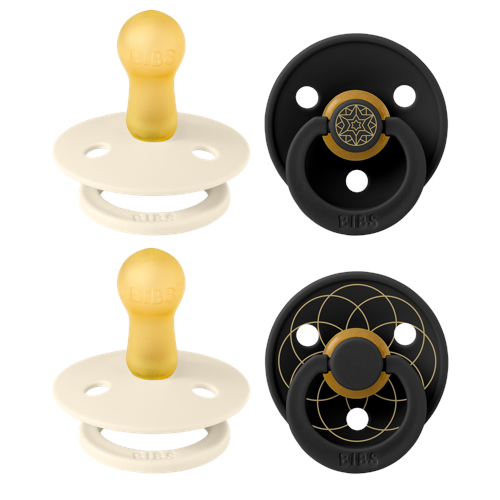 BIBS - Pacifier Studio Colour 4 PACK Noor & Layl - Ivory / Black - Size 2