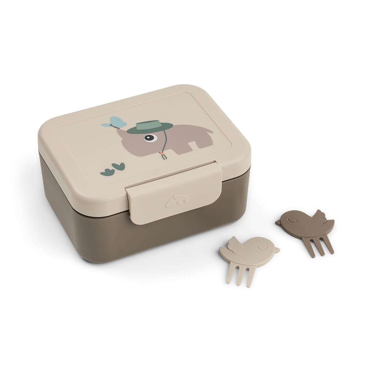 Done by Deer - Lille madkasse m/snackpinde - Tiny trails Sand - 13 x 11 x H 6 cm
