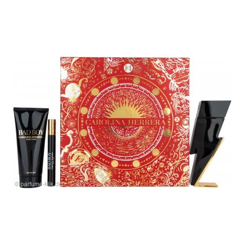 Carolina Herrera Bad Boy 50ml EDT Spray / 100ml Shower Gel / 10ml EDT Travel Spray