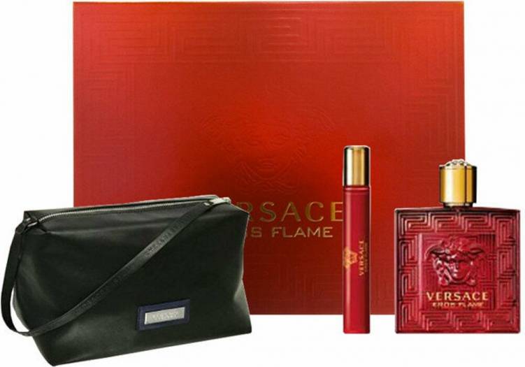 Versace Eros Flame 100ml EDP Spray / 10ml EDP Spray / Toiletry Bag