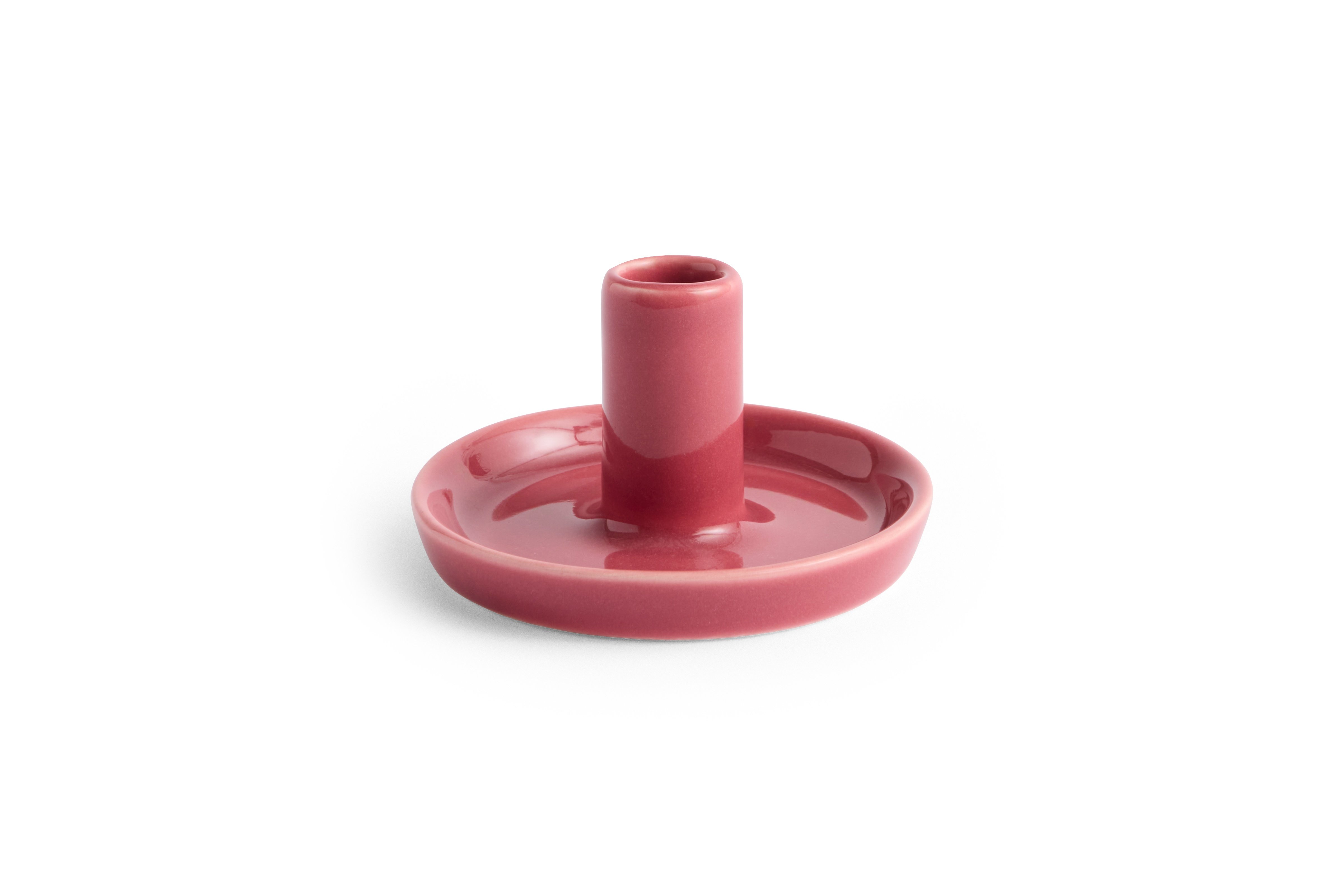 HAY - Disc Świecznik X-Small Slim - Jagodowy Róż