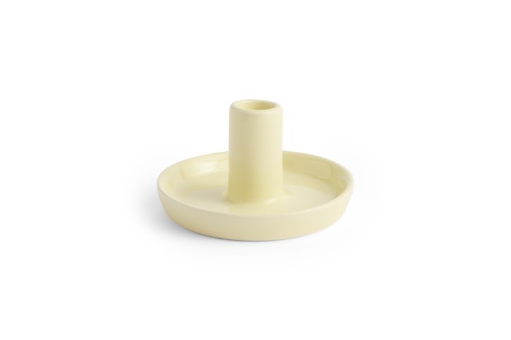 HAY - Disc Świecznik X-Small Slim - Limonkowa Biel