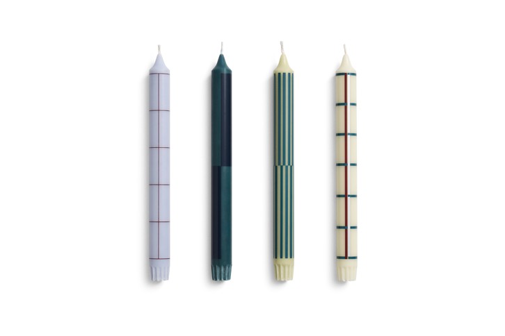 HAY - Mönstrade Ljus - H24 cm - Grön & Silver - Set om 4