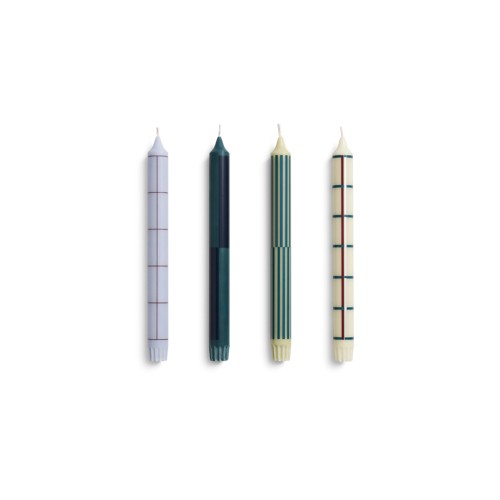 HAY - Mönstrade Ljus - H24 cm - Grön & Silver - Set om 4