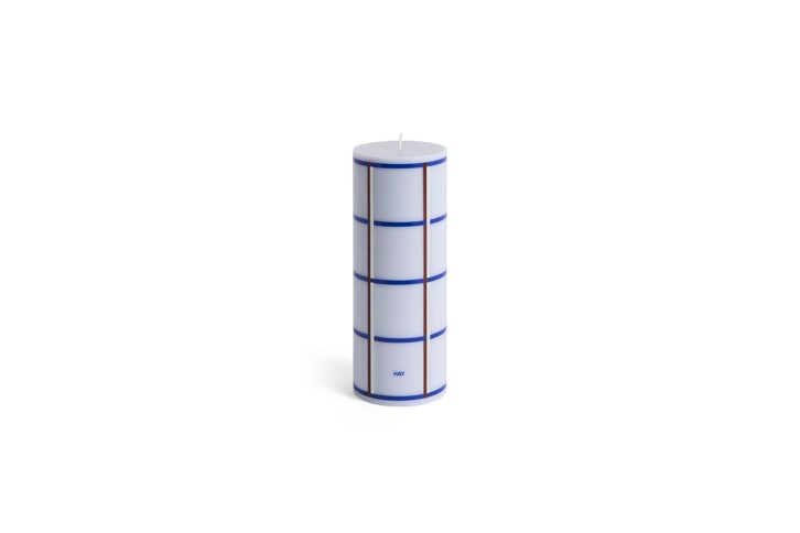 HAY - Column Świeca Medium - H20 cm - Jasnoniebieski & Niebieski & Bordeaux & Srebrny