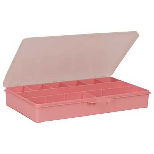 Raaco - Storage Box with 9 Compartments - Pink - 4.1 x 27.1 x 17.3 cm