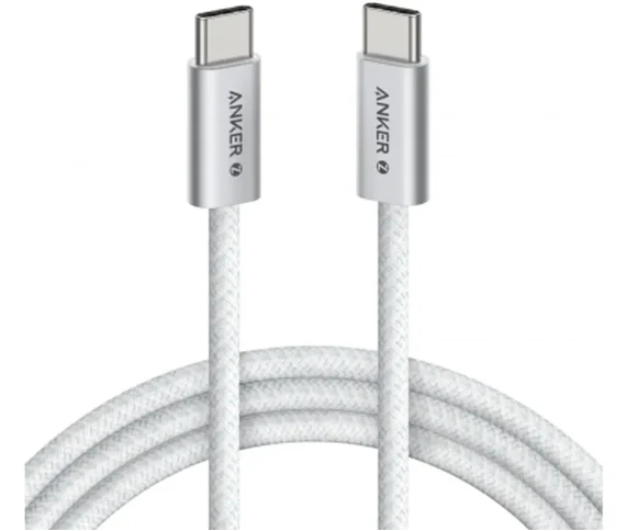 Anker - A8060H21 - Zolo USB-C till USB-C-Kabel - 240W Snabbladdning - Flätad - 1m - Vit