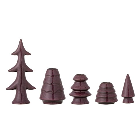 Bloomingville - Woods Candle Holder - Red - Stoneware