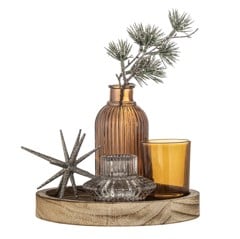 Bloomingville - Sanga Tray with Votive - Brown - Glass