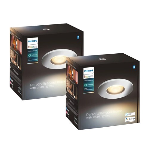 Hue White Ambiance Adore Bathroom – Innbyggingsspot GU10 5W Krom IP44 × 2 – Bundle