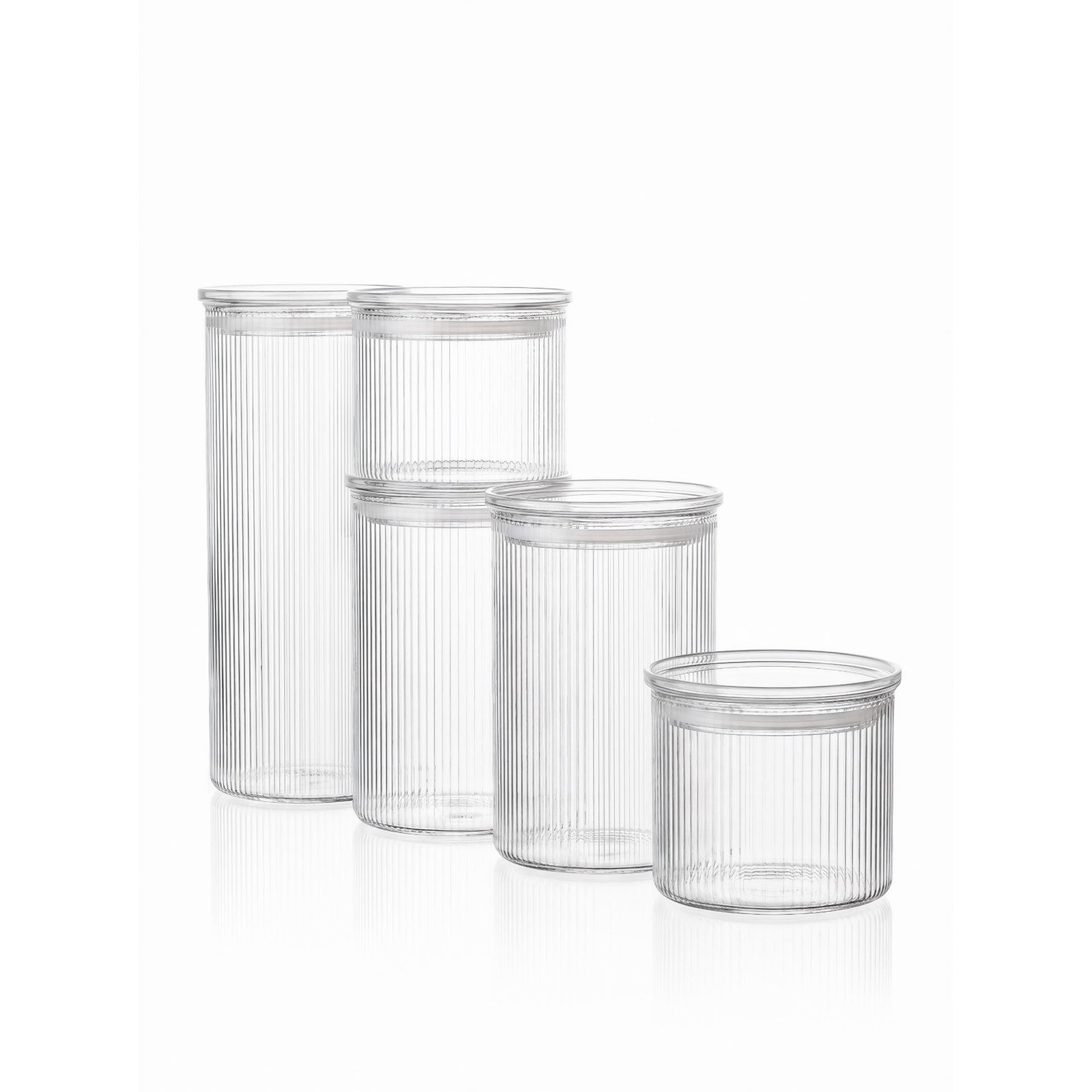 Sobczyk - Glasopbevaringsbøtter med små riller - 5 pak - 2 x 500 ml, 2 x 1000 ml, 1 x 1500 ml