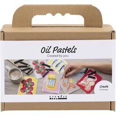 DIY Kit - Mini DIY Kit Oljepastell, Fisk og skalldyr, grå, hvit, 1 pk.