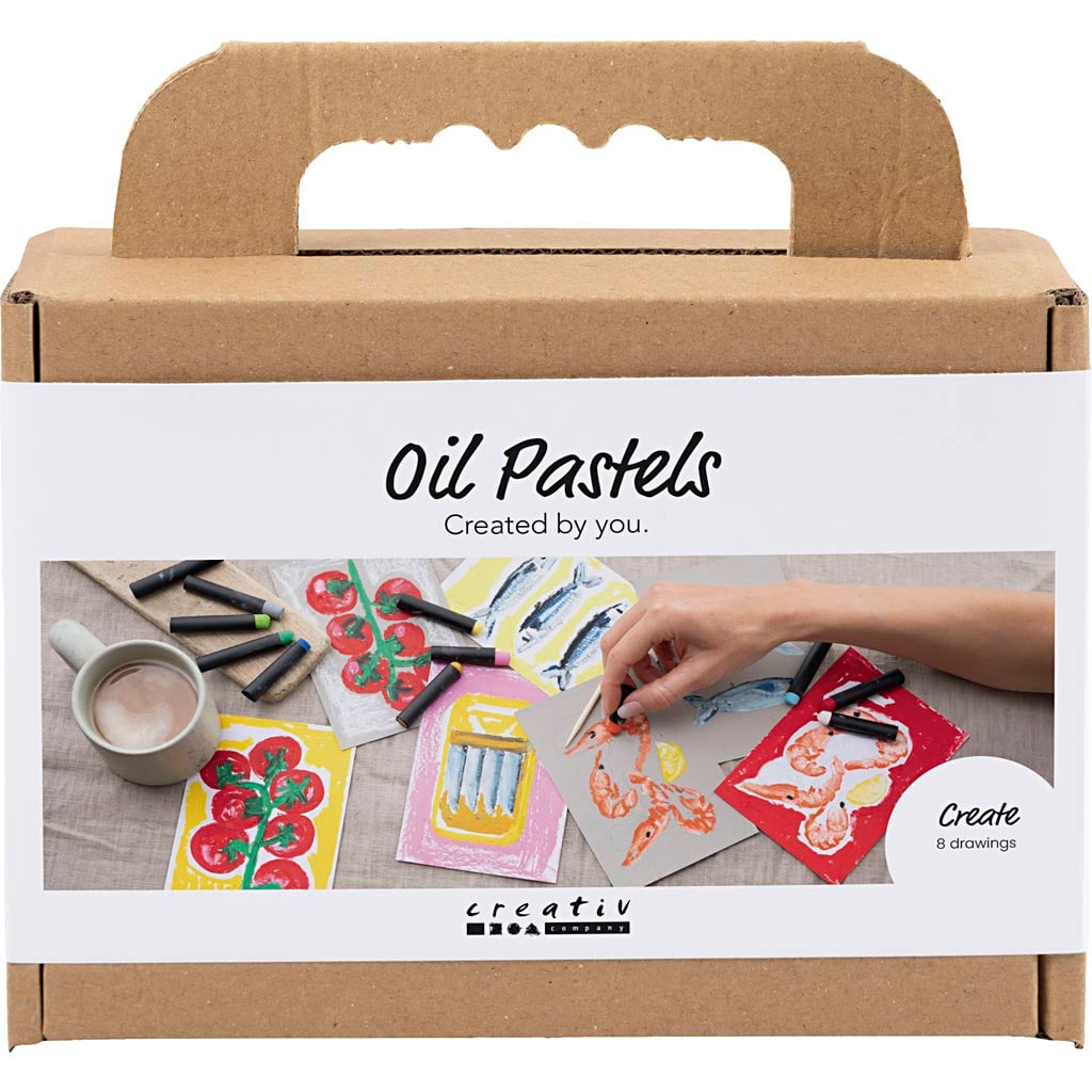 DIY Kit - Mini Hobbyset Oliepastel, Vis en schelpdieren, grijs, wit, 1 doos