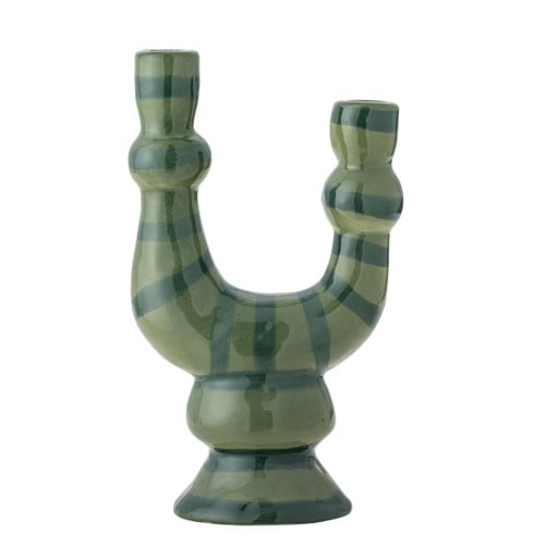 Bloomingville - Salandy Candle Holder - Green - Stoneware