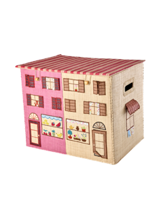 Rice - Raffia Storage Box with Paris Theme - Large