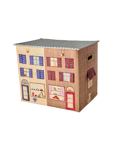 Rice - Raffia Storage Box with Paris Theme - Extra Large