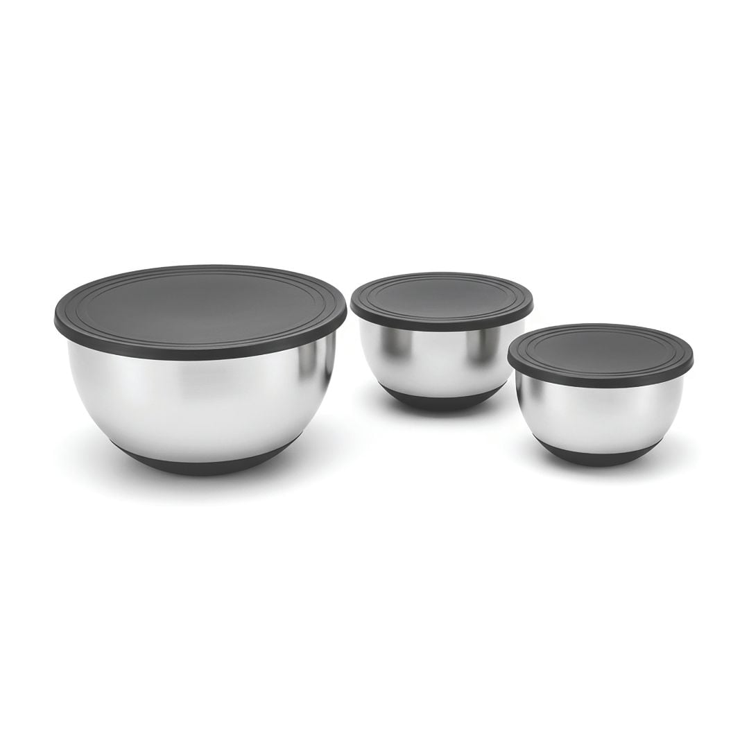 Sobczyk - Røreskåle sæt med silikonebund - 3 pak - Small: 16 cm diameter x 10 cm height, Medium: 20 cm diameter x 12 cm height, Large: 24 cm diameter x 14 cm height