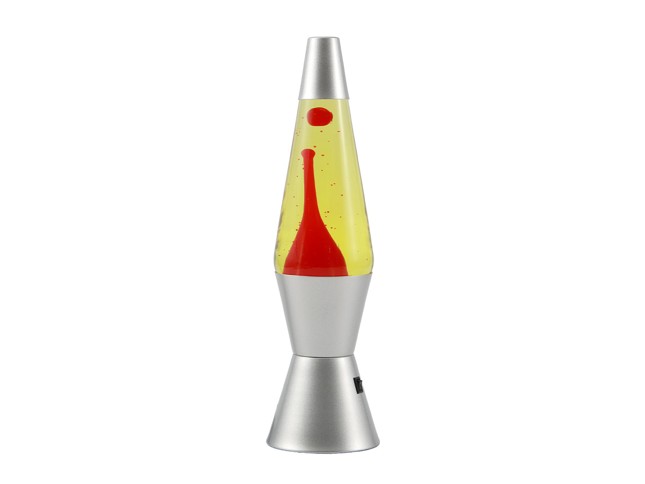iTotal - Spaceship LED Lava Lamp - Silver Base, Yellow Liquid, Red Wax (XL3326)
