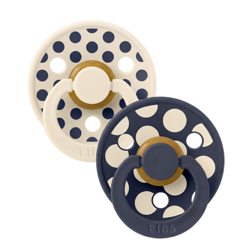 BIBS - Pacifier Studio Colour 2 PACK Polka Mix Latex - Ivory/Deep Space - Size 2