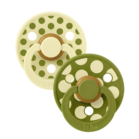 BIBS - Pacifier Studio Colour 2 Pack Polka Mix Latex - Luna/Wasabi - Size 1