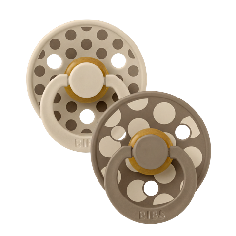 BIBS - Pacifier Studio Colour 2 PACK Polka Mix Latex - Vanilla/Dark Oak - Size 1