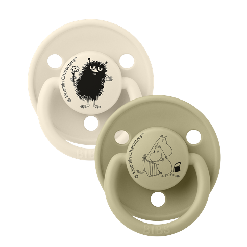 BIBS - Moomins Pacifier De Lux Stinky 2 PACK - Silicone Ivory/Khaki - Onesize