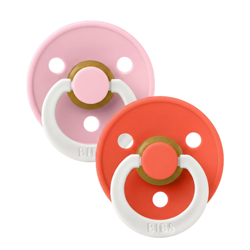 BIBS - Pacifier Colour 2 PACK - Baby Pink GLOW/Tango GLOW - Size 2