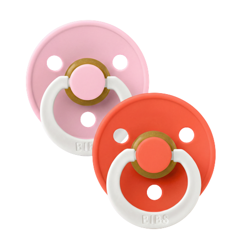 BIBS - Pacifier Colour 2 PACK - Baby Pink GLOW/Tango GLOW - Size 3