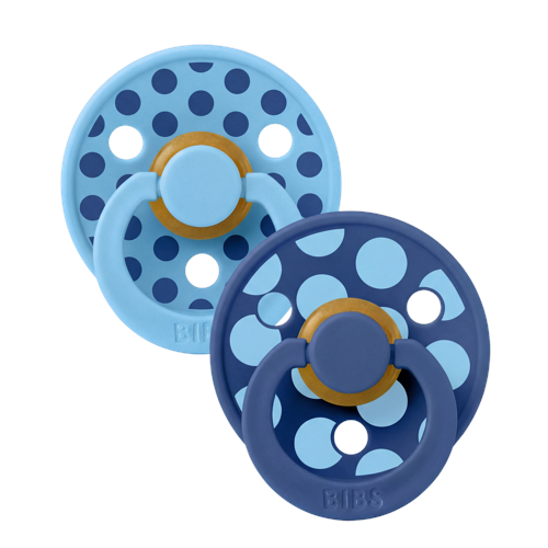 BIBS - Pacifier Studio Colour 2 Pack Polka Mix Latex - Breeze/Cornflower - Size 1