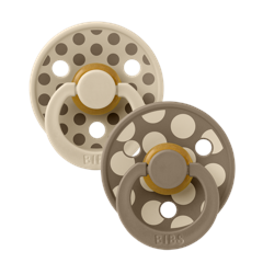 BIBS - Pacifier Studio Colour 2 PACK Polka Mix Latex - Vanilla/Dark Oak - Size 3